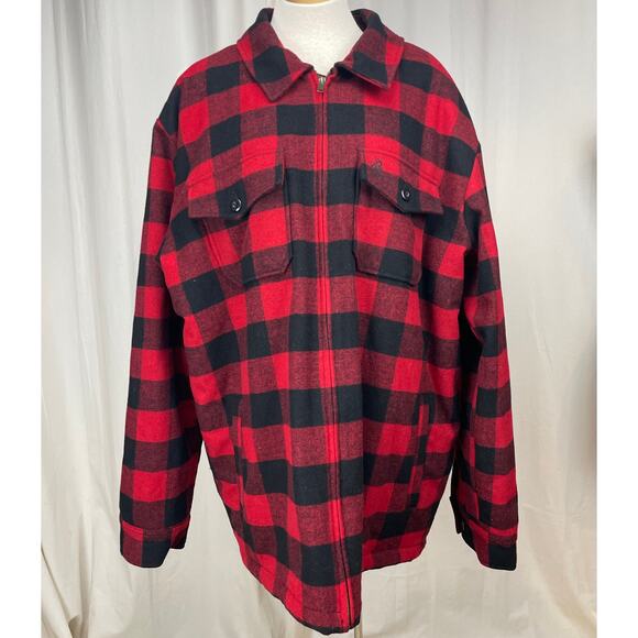 Red Buffalo Plaid‎ Wool Chore Coat Mens (2XT) LEGENDARY WHITETAILS Berber Lined - Picture 1 of 9
